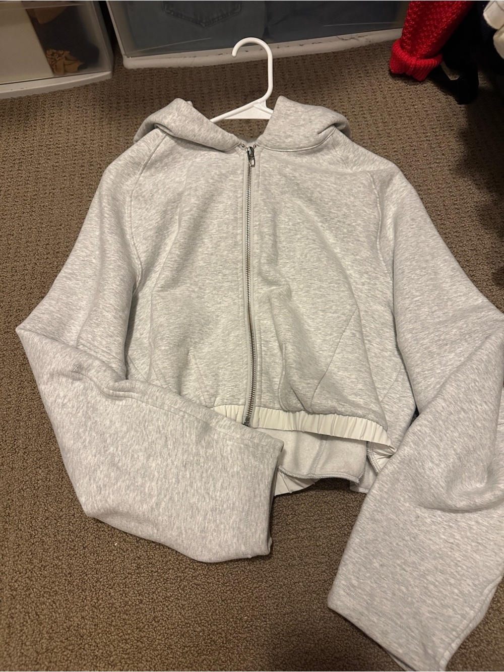 lululemon cropped Light Gray Zip Hoodie
